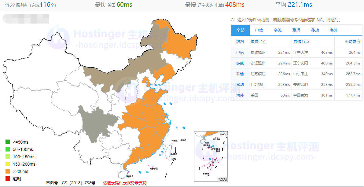 全网ping延迟测试