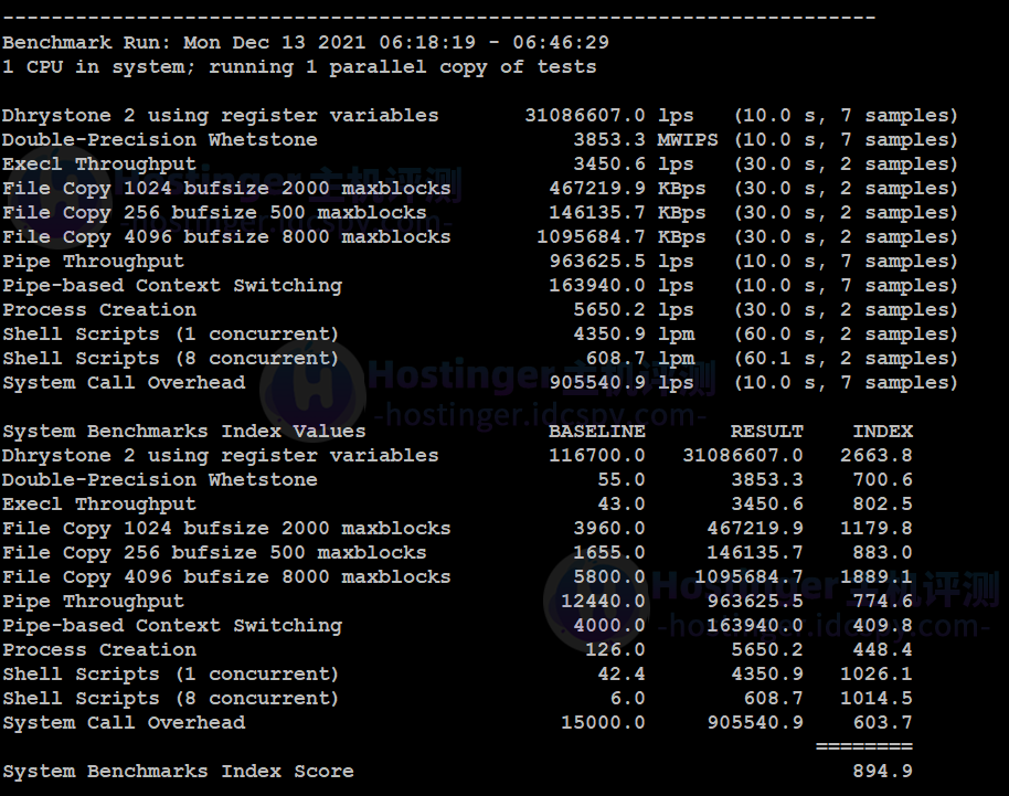 UnixBench跑分测试
